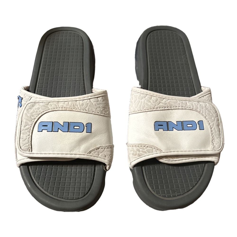 Men's AND1 White and Grey Slide Sandals Size 7